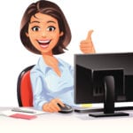 happy cartoon work attorney female, the jabotFemale Office Worker